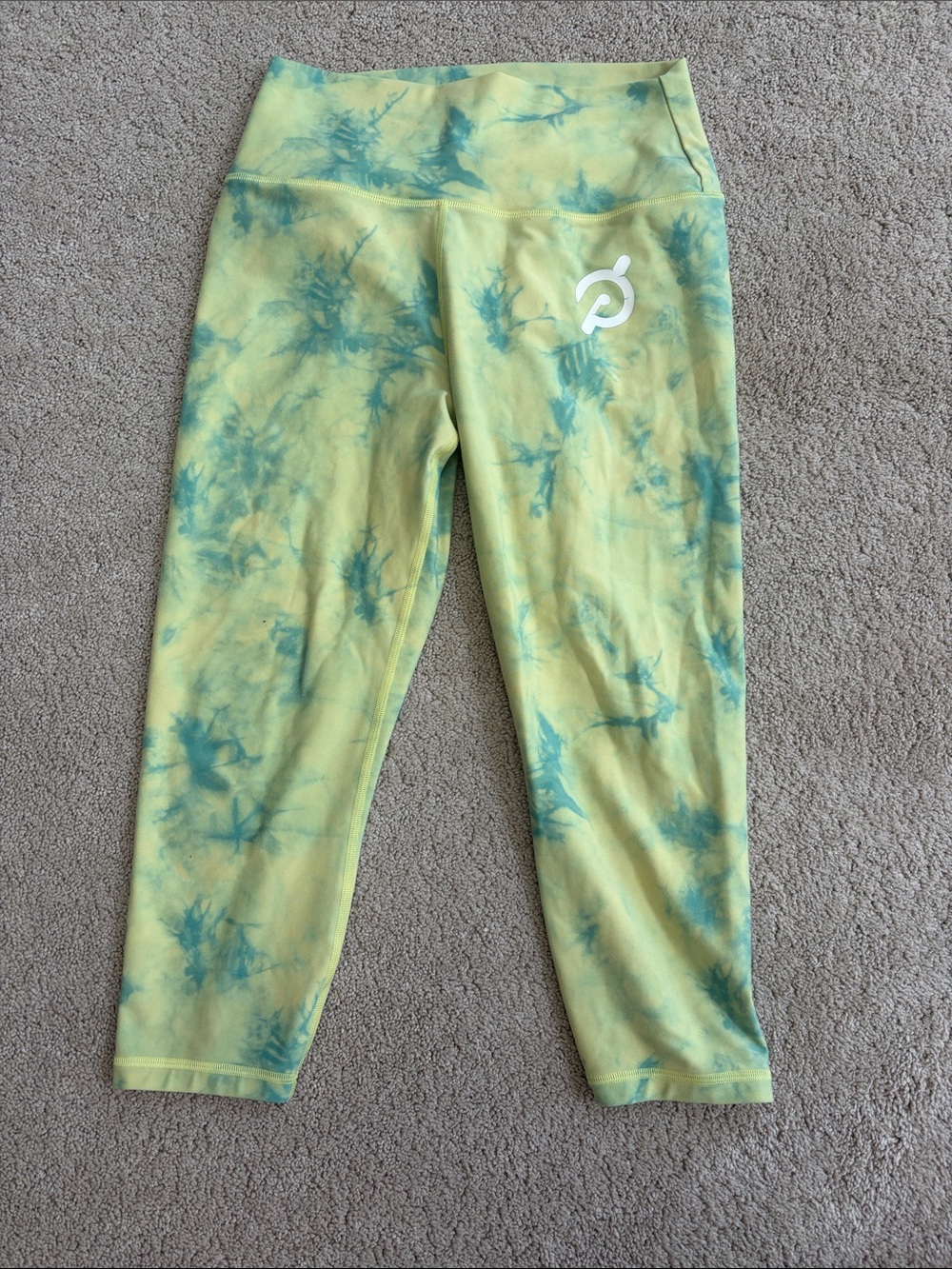 Peloton Women’s Yellow with Teal Tie-Dye Capri Leggings